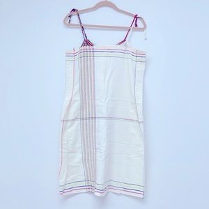 Handwoven Cream Stripe Linen Mini Dress